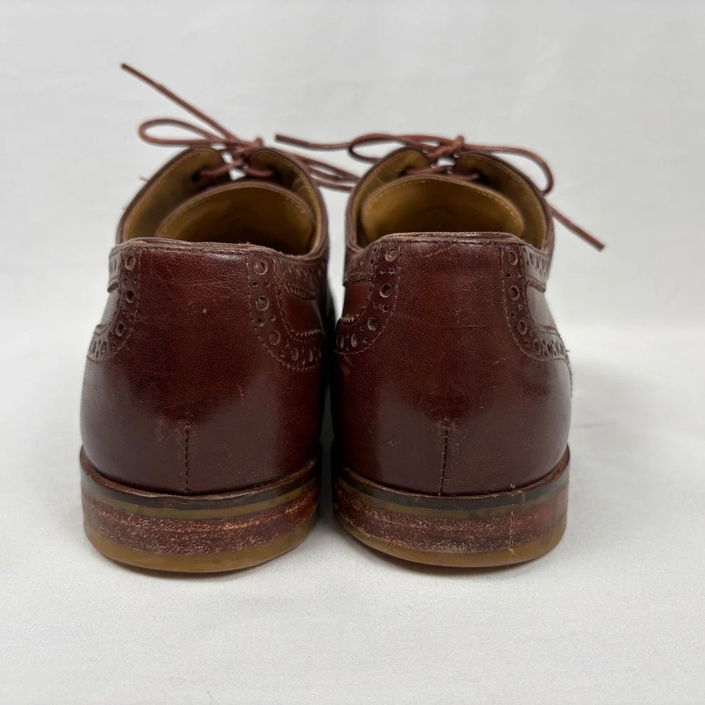 Cole Haan Wingtip Oxford 9.5M Brown Leather Brogue Grand.OS Dress Shoes Business - Picture 7 of 10